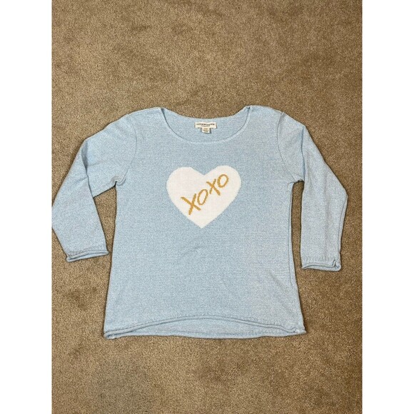 Cotton Country Girl/Women Sweater Light Blue Knit Round Neck Pullover Sz S/P - Picture 1 of 9